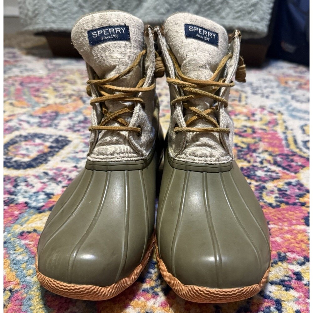 Sperry Duck Boots Waterproof Hiking Rubber Lace-Up Side Zip Ankle Women’s Size 7